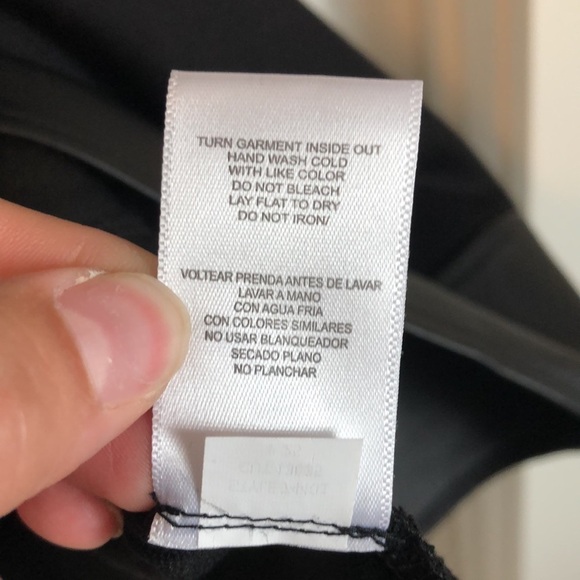 Sandra Darren Womens Fit and Flare Dress Sz 14 Black Faux Leather Elbow Sleeves - Picture 6 of 10